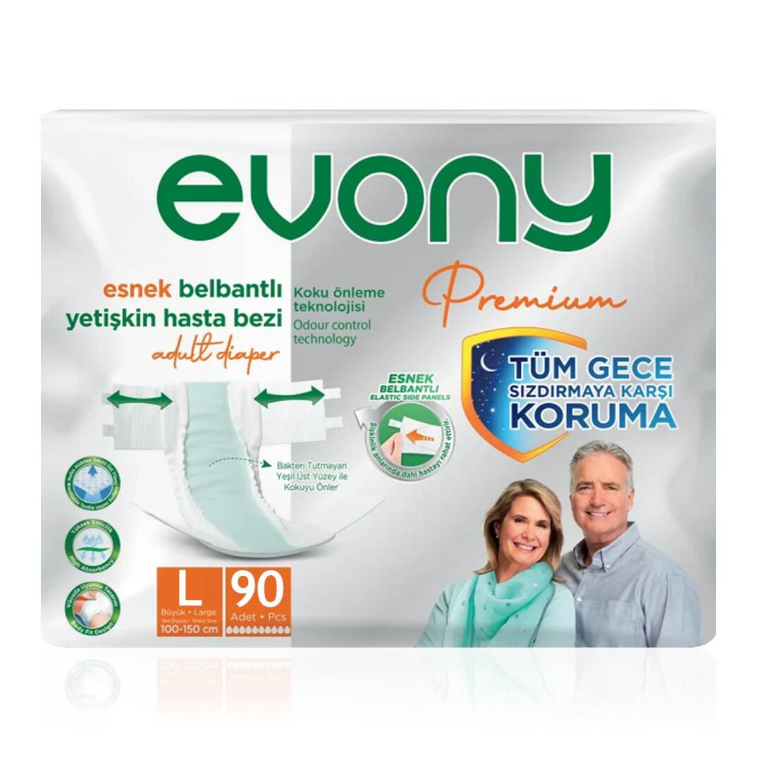 Evony Premium Belbantlı Hasta Bezi L-Large Beden 90 Adet - 1