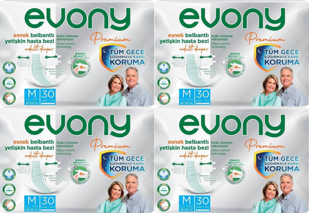 Evony Premium Belbantlı Hasta Bezi M-Medium Beden 120 Adet - 1