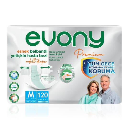 Evony Premium Belbantlı Hasta Bezi M-Medium Beden 120 Adet