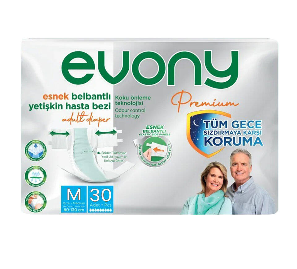 Evony Premium Belbantlı Hasta Bezi M-Medium Beden 30 Adet - 1