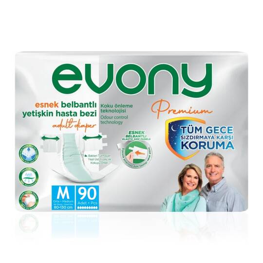 Evony Premium Belbantlı Hasta Bezi M-Medium Beden 90 Adet
