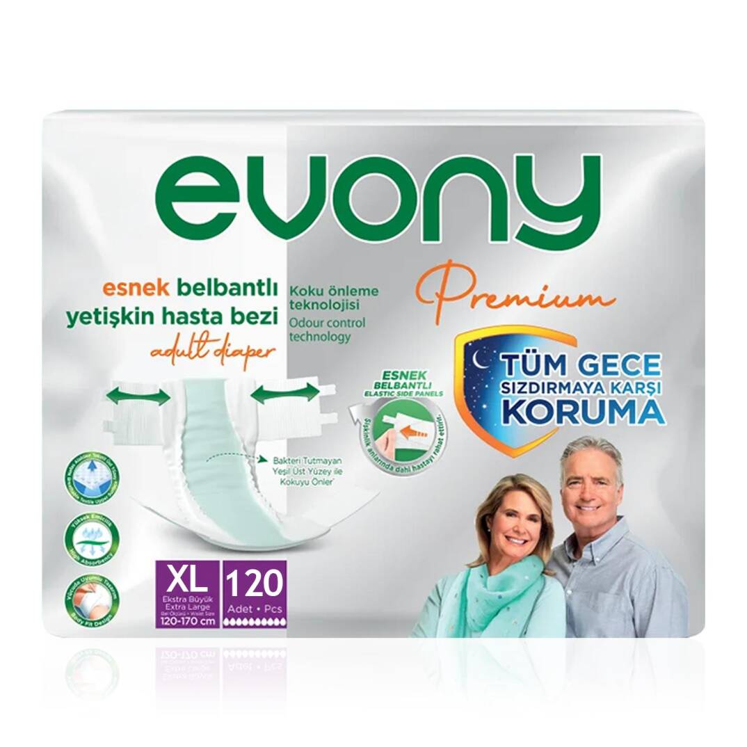 Evony Premium Belbantlı Hasta Bezi XL-Extra Large Beden 120 Adet - 1