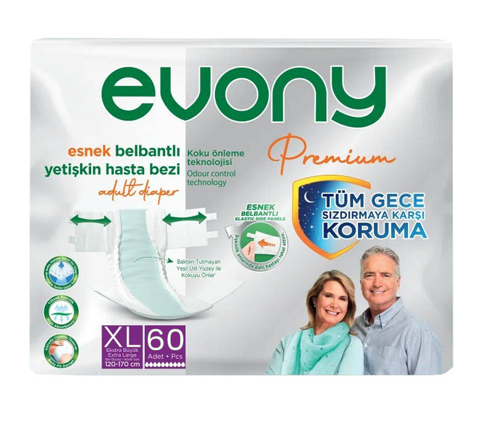 Evony Premium Belbantlı Hasta Bezi XL-Extra Large Beden 60 Adet - 1