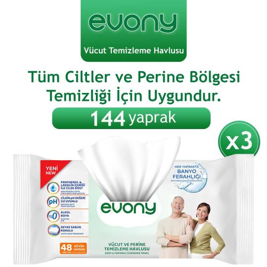Evony Perine ve Vücut Temizleme Havlusu 144 Adet