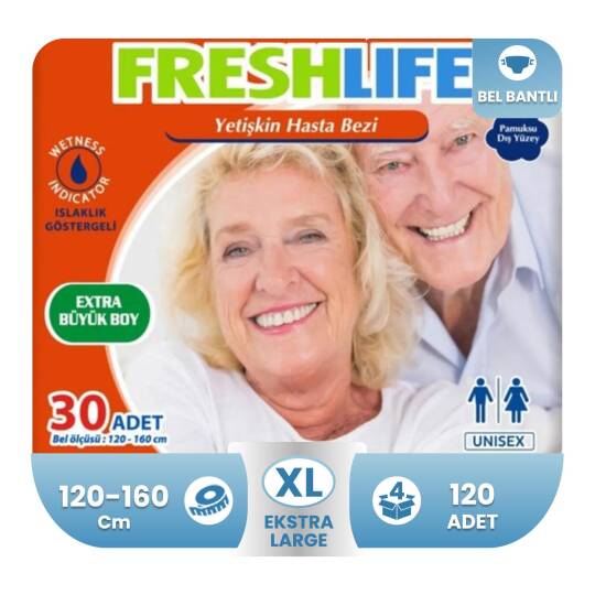 Freshlife Belbantlı Hasta Bezi XL-Extra Large Beden 120 Adet