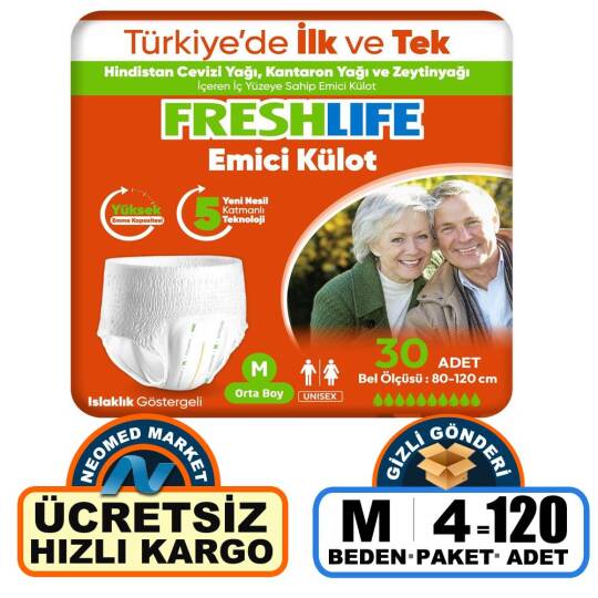 Freshlife Emici Külot M-Medium Beden 120 Adet