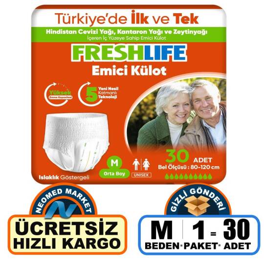 Freshlife Emici Külot M-Medium Beden 30 Adet