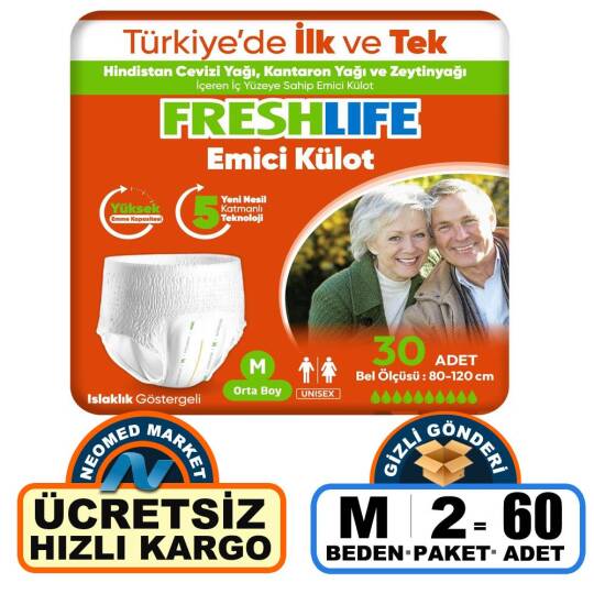 Freshlife Emici Külot M-Medium Beden 60 Adet
