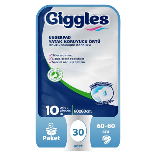 Giggles Bebek Bakım Örtüsü 60x60 Cm 30 Adet