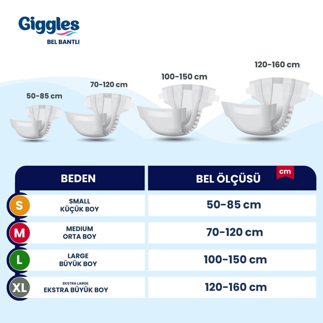 Giggles Belbantlı Hasta Bezi M-Medium Beden 30 Adet - 2