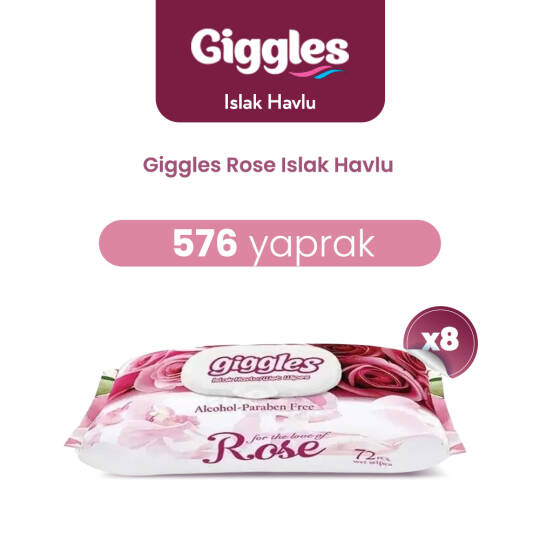 Giggles Islak Havlu Gül 576 Adet - 2