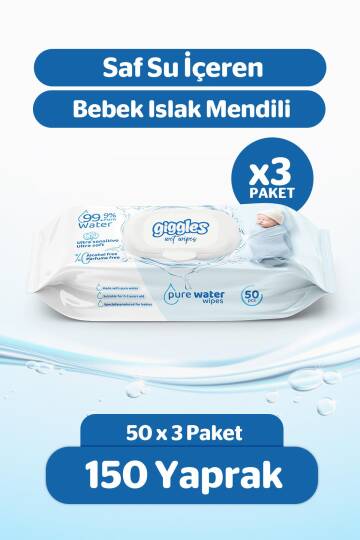 Giggles Islak Havlu Pure Water 3 Paket 150 Adet