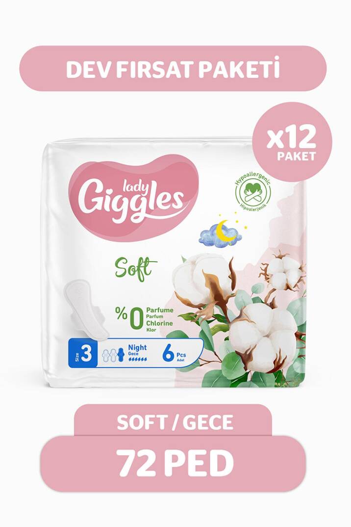 Giggles Lady Soft Hijyenik Ped Gece 72 Adet - 1