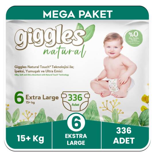 Giggles Natural 6 Numara Junior Pamuklu Bebek Bezi Mega Paket - 272 Adet
