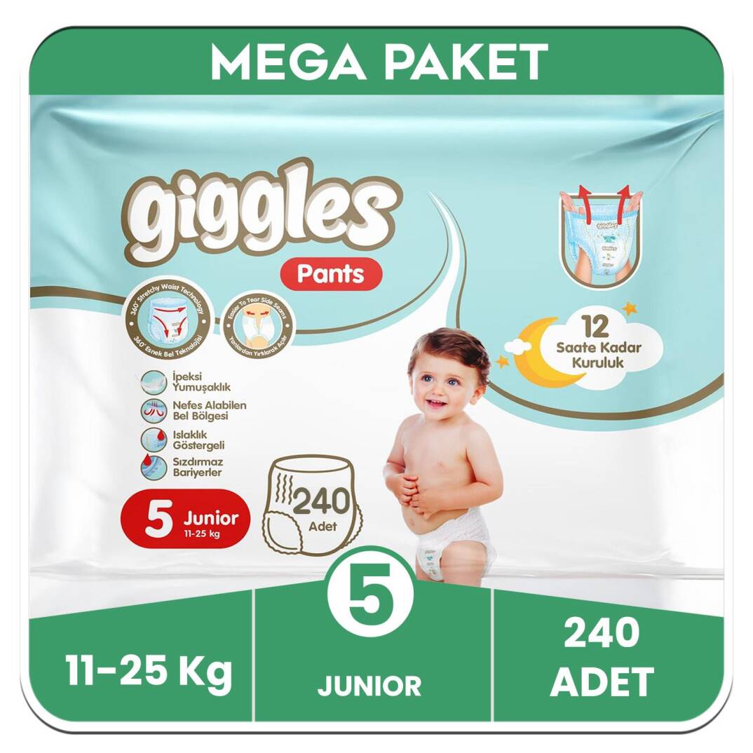 Giggles Pants Külotlu Bebek Bezi 5 Numara Junior Mega Paket - 240 Adet - 1