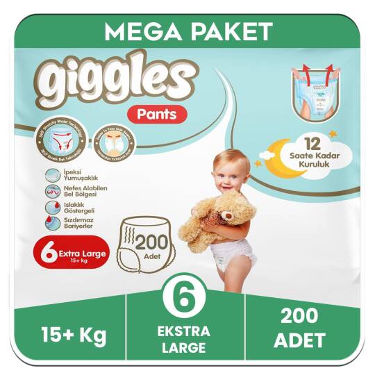 Giggles Pants Külotlu Bebek Bezi 6 Numara Extra Large Mega Paket - 200 Adet