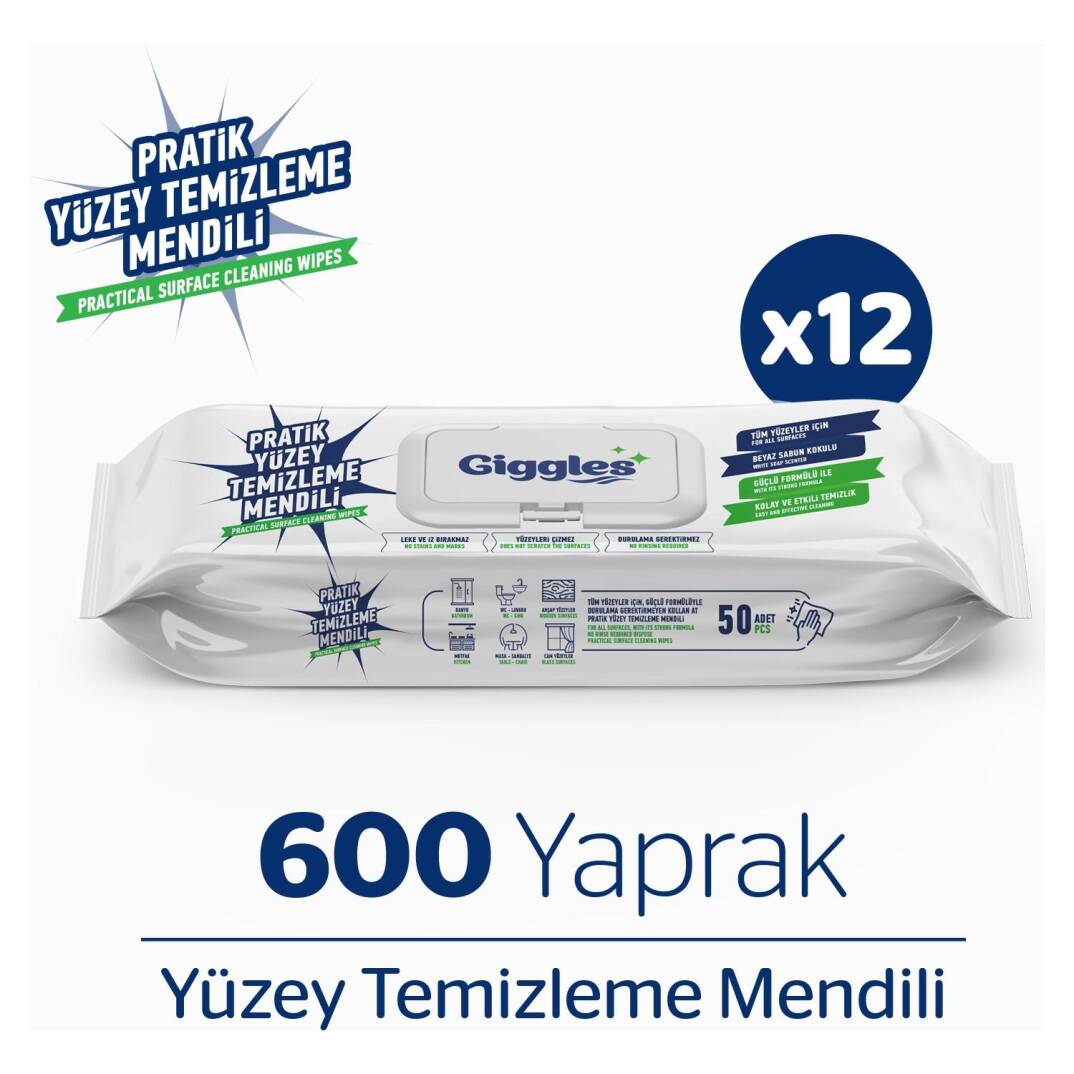 Giggles Pratik Yüzey Temizleme Havlusu 600 Adet - 1