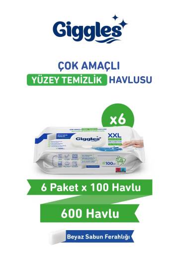 Giggles Xxl İz Bırakmayan Yüzey Temizlik Havlusu Beyaz Sabun Ferahlığı 600 Yaprak