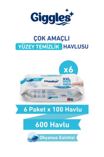 Giggles XXL İz Bırakmayan Yüzey Temizlik Havlusu Okyanus Esintisi 600 Yaprak