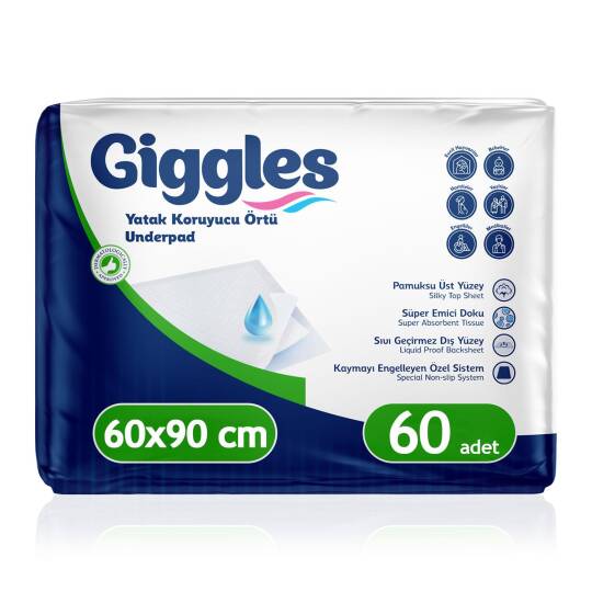 Giggles Yatak Koruyucu Örtü 60x90 Cm 60 Adet