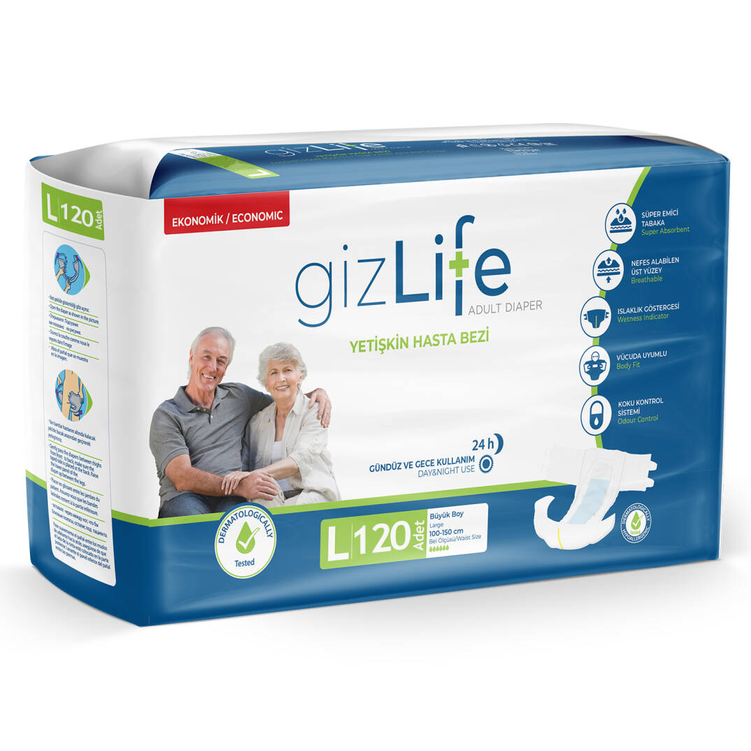 Gizlife Belbantlı Hasta Bezi L-Large Beden 120 Adet - 1