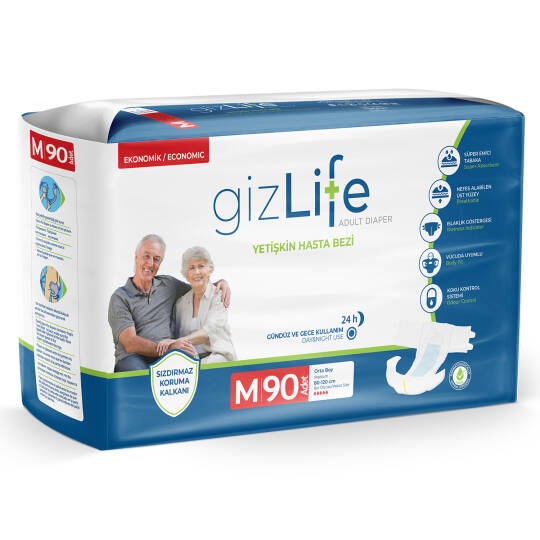 Gizlife Belbantlı Hasta Bezi M-Medium Beden 90 Adet