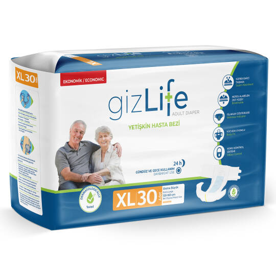 Gizlife Belbantlı Hasta Bezi XL-Extra Large Beden 30 Adet