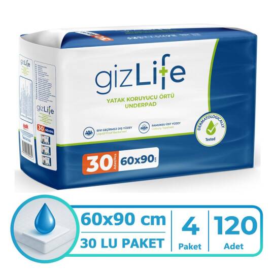 Gizlife Yatak Koruyucu Örtü 60x90 Cm 120 Adet