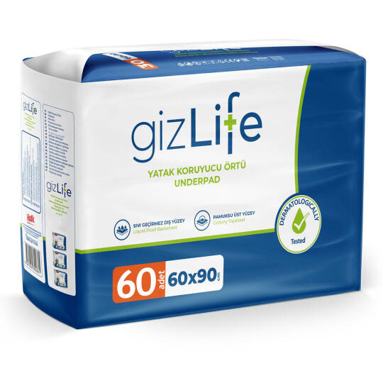 Gizlife Yatak Koruyucu Örtü 60x90 Cm 60 Adet