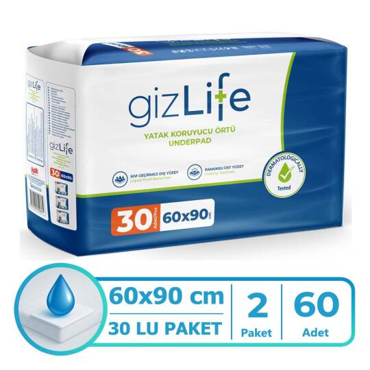 Gizlife Yatak Koruyucu Örtü 60x90 Cm 60 Adet