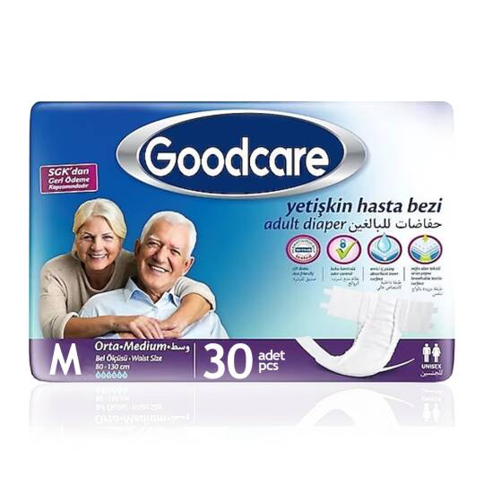 Goodcare Belbantlı Tekstil Yüzey Hasta Bezi M-Medium Beden 30 Adet