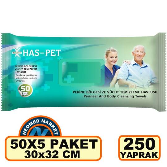 Haspet Antibakteriyel Perine Temizleme Havlusu 5 Paket 250 Adet