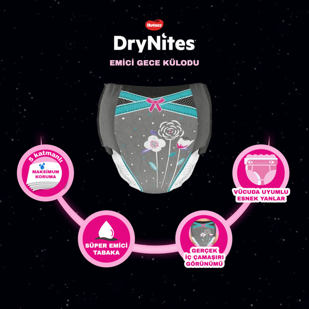 Huggies Drynites Emici Gece Külodu Kız 8-13 Yaş 30-48 Kilo 27 Adet - 3