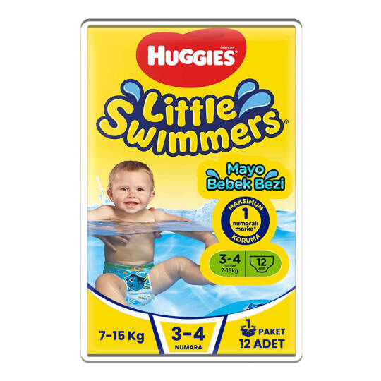 Huggies Little Swimmers 3-4 Numara 7-15 kg 12'li Mayo Bez