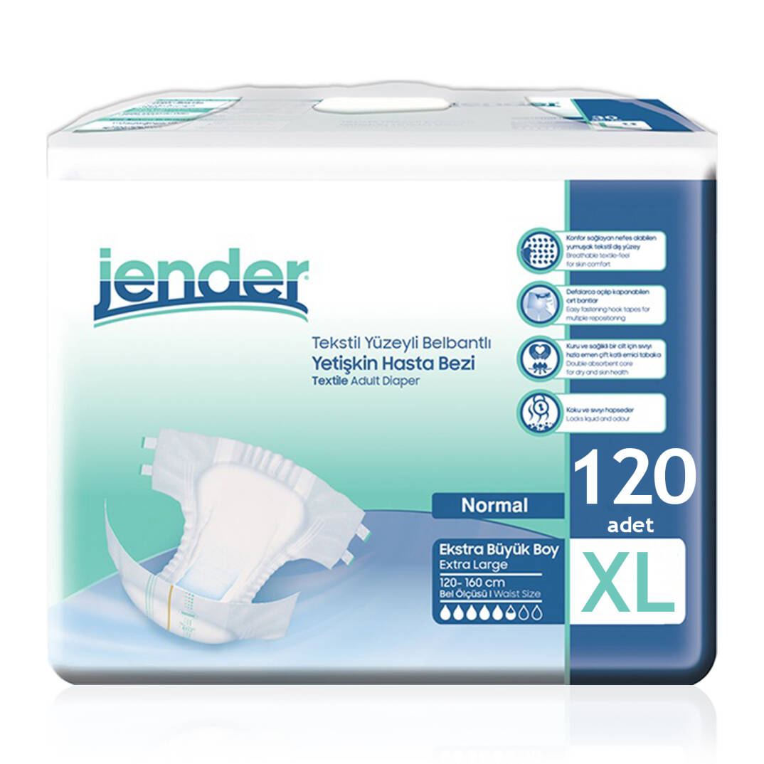 Jender Bel Bantlı Hasta Bezi XL-Extra Large Beden 120 Adet - 1