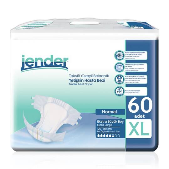 Jender Bel Bantlı Hasta Bezi XL-Extra Large Beden 60 Adet