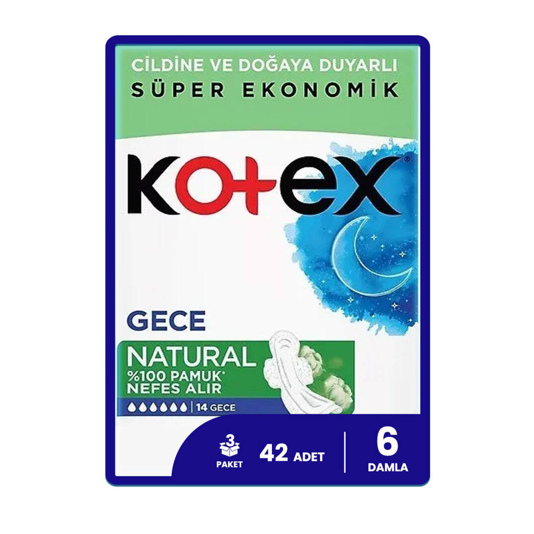 Kotex Natural Ultra Quadro Gece Hijyenik Ped 42 Adet - 1