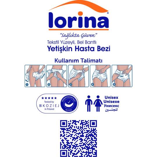 Lorina Bel Bantlı Hasta Bezi L-Large Beden 60 Adet - 2