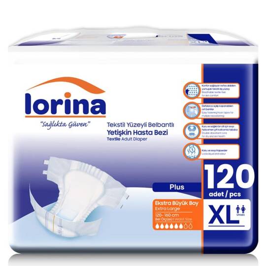 Lorina Bel Bantlı Hasta Bezi XL-Extra Large Beden 120 Adet
