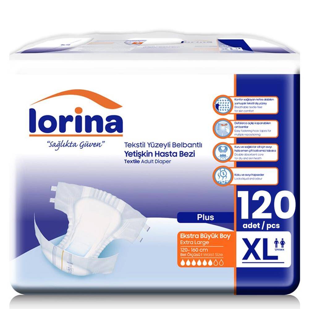 Lorina Bel Bantlı Hasta Bezi XL-Extra Large Beden 120 Adet - 1