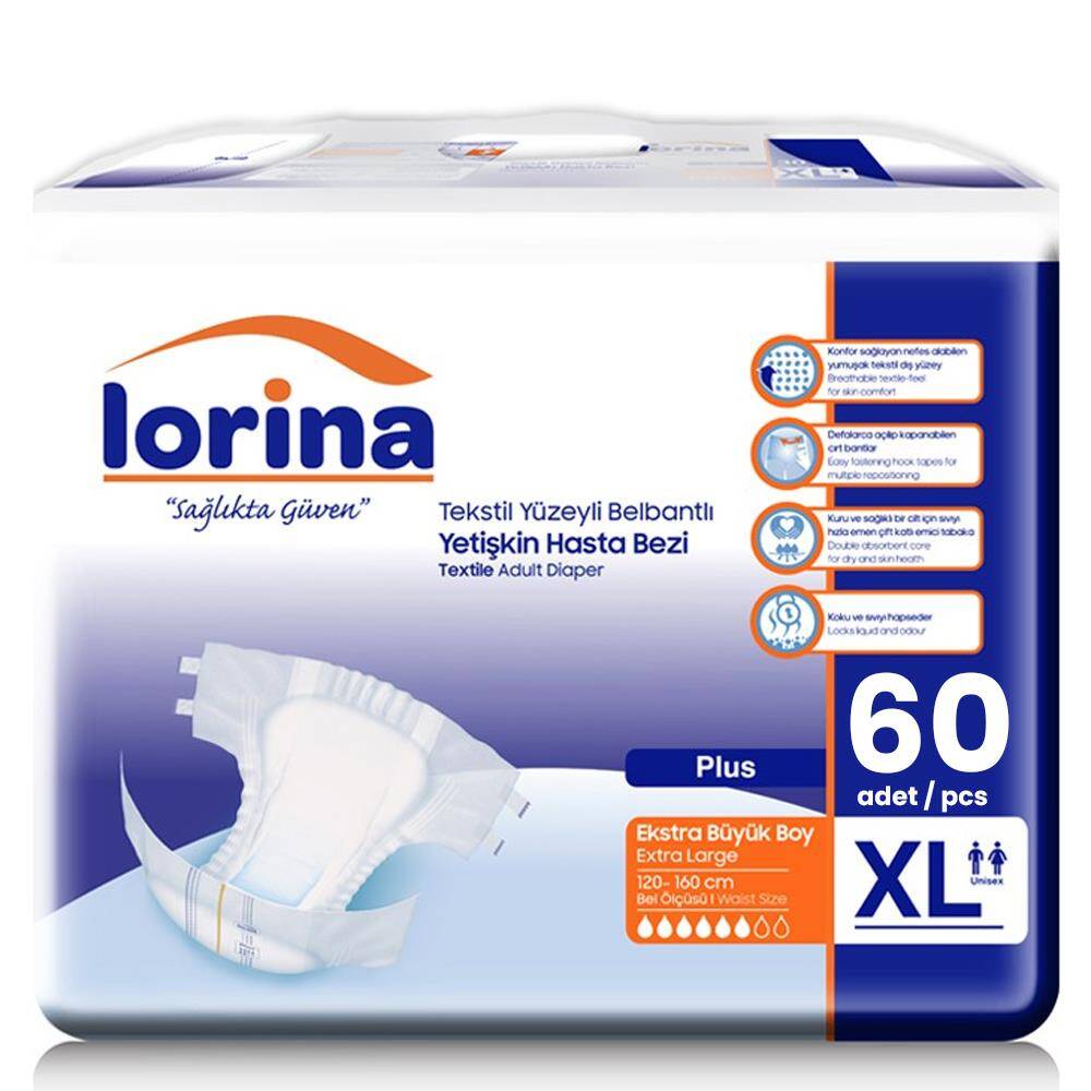 Lorina Bel Bantlı Hasta Bezi XL-Extra Large Beden 60 Adet - 1