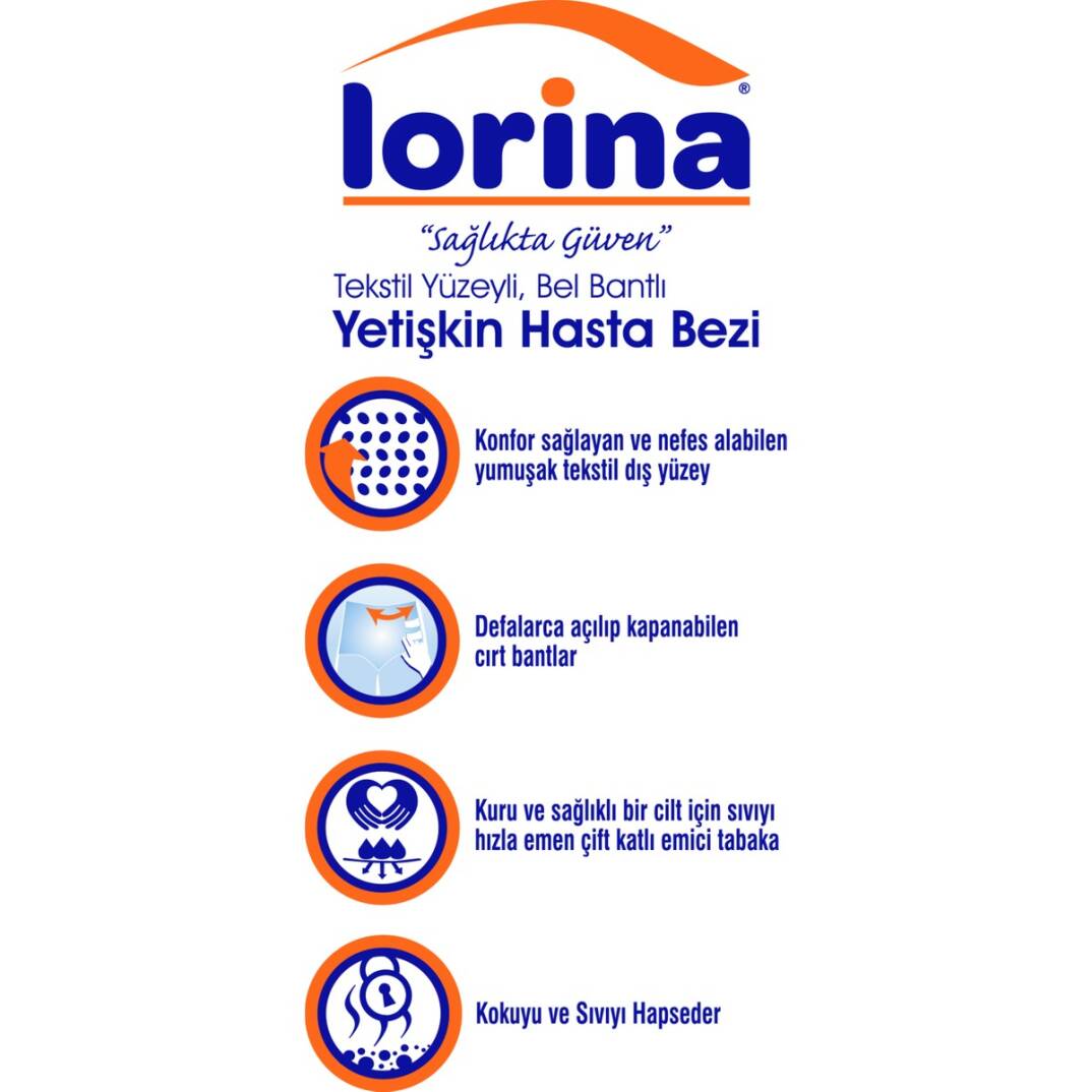 Lorina Bel Bantlı Hasta Bezi XL-Extra Large Beden 60 Adet - 3