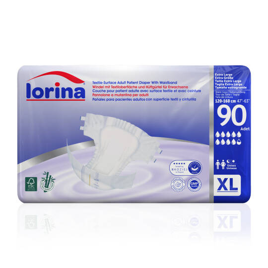 Lorina Bel Bantlı Hasta Bezi XL-Extra Large Beden 90 Adet