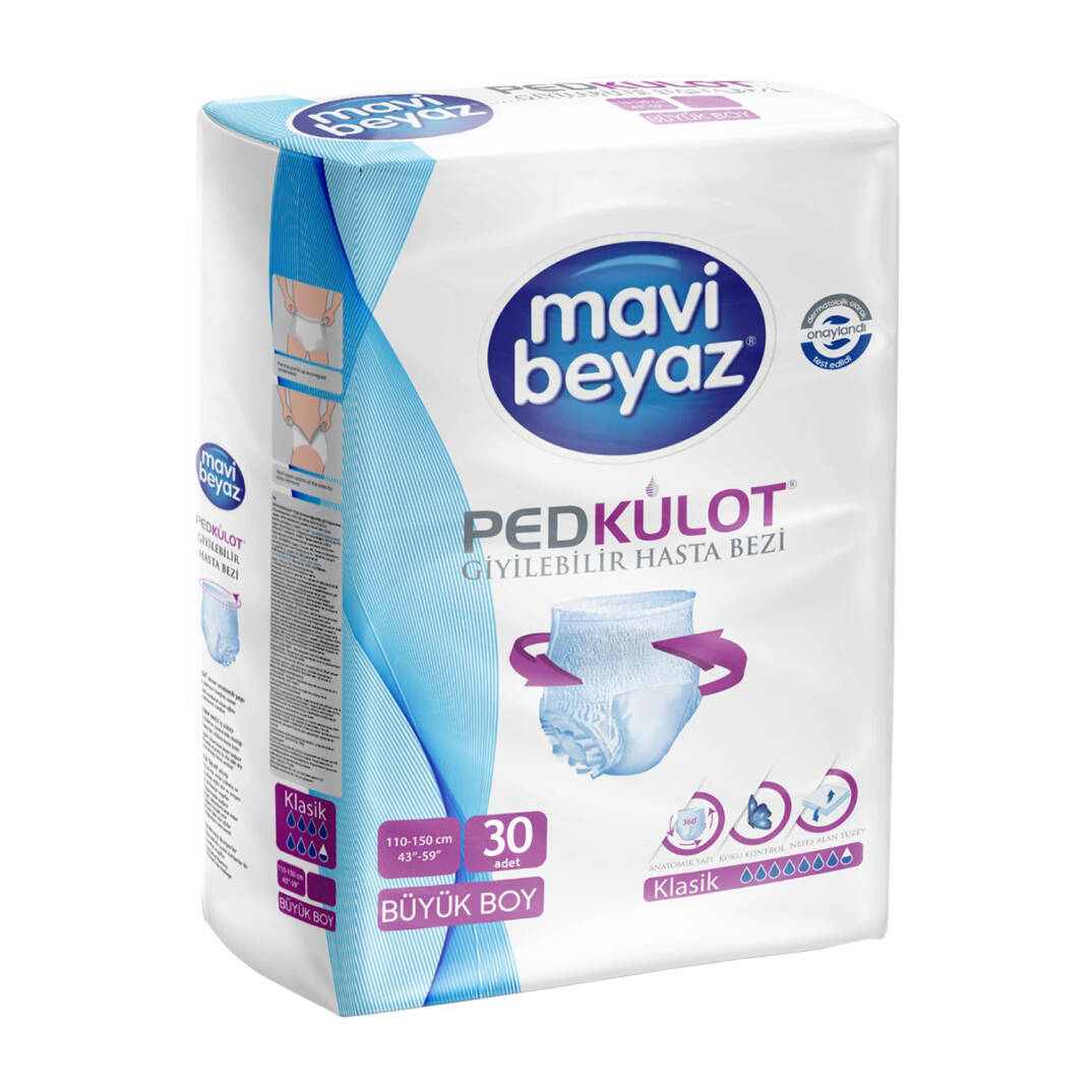 Mavi Beyaz Emici Külot L-Large Beden 30 Adet - 1