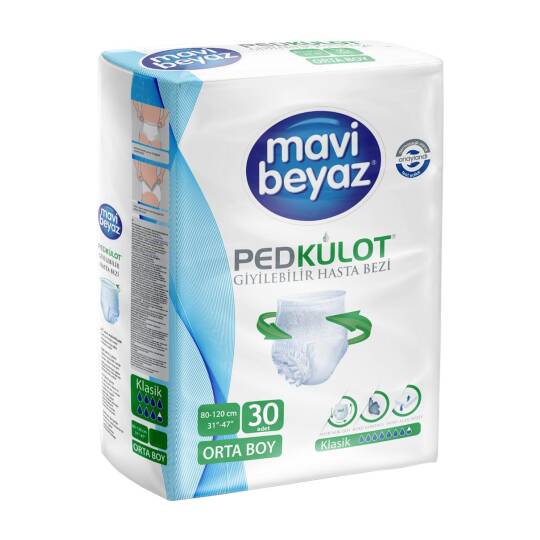 Mavi Beyaz Emici Külot M-Medium Beden 30 Adet