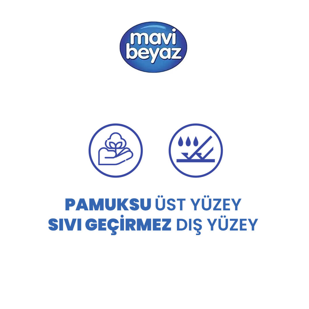 Mavi Beyaz Kaydırmaz Bantlı Yatak Koruyucu Örtü 60x90 Cm 30 Adet - 2