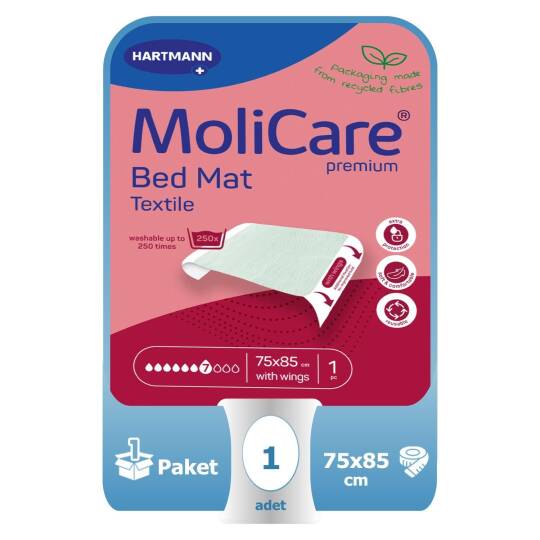 Molicare Bed Mat Kanatlı Yıkanabilir Yatak Koruyucu 75x85 Cm 1 Adet