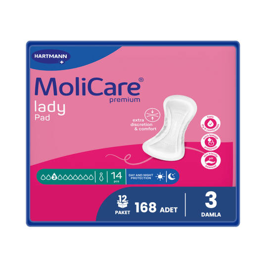 Molicare Premium Lady Pad 3 Damla Mesane Pedi 168 Adet