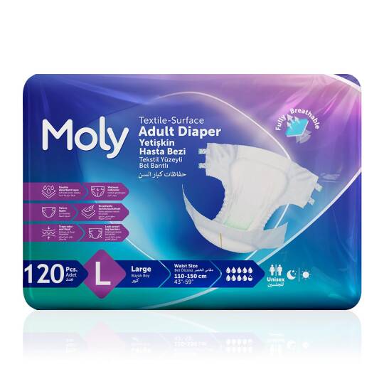 Moly Bel Bantlı Hasta Bezi L-Large Beden 120 Adet
