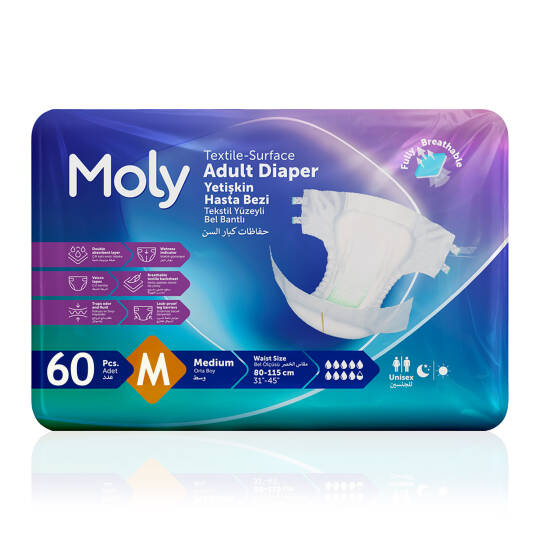 Moly Bel Bantlı Hasta Bezi M-Medium Beden 60 Adet
